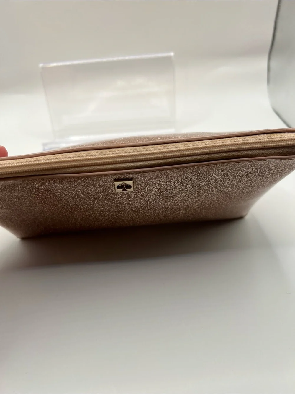 kate spade rose gold glitter cosmetic pouch